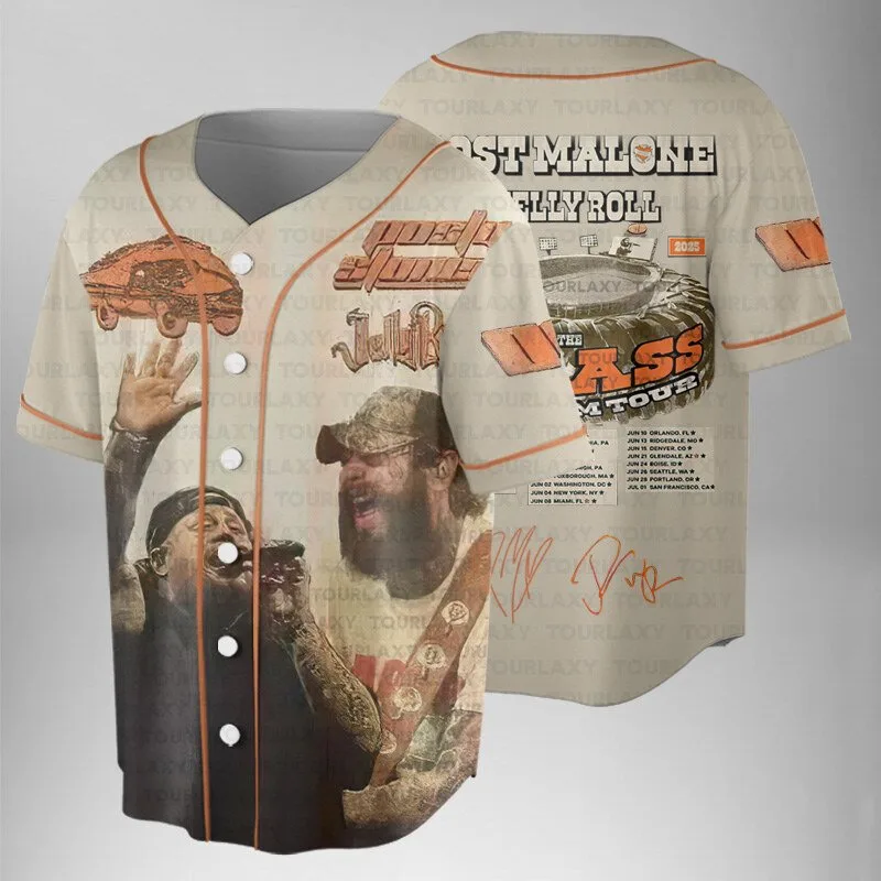 Post Malone Jelly Roll Tour 2025 Baseball Jersey