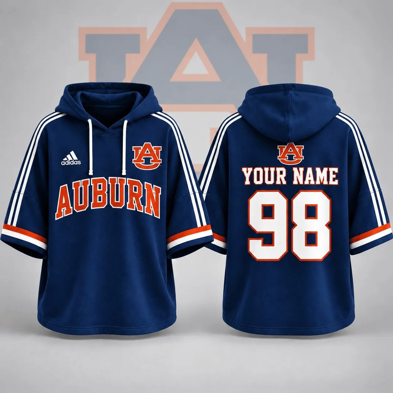 Auburn Tigers Personalized Short Sleeve Hoodie Jersey