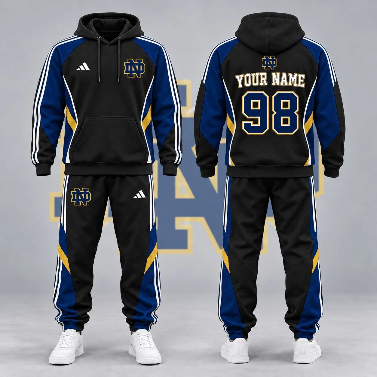 Notre Dame Fighting Irish Personalized Game Day Performance Hoodie and Jogger Set