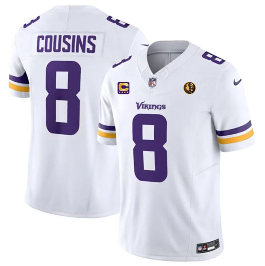 Minnesota Vikings Football Kirk Cousins Number 8 White Stitched Jersey 1 Minnesota Vikings Football Kirk Cousins Number 8 White Stitched Jersey