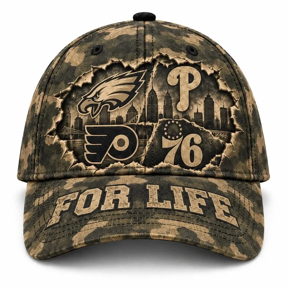 Philadelphia Sports Teams For Life Camouflage Baseball Cap Hat