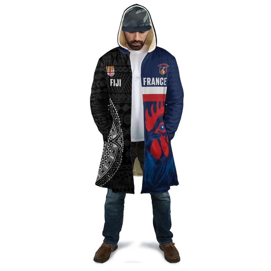 Fiji and France Rugby Custom Cloak Flying Fijian Les Bleus Together 4 Fiji and France Rugby Custom Cloak Flying Fijian Les Bleus Together