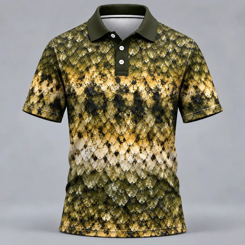 Bass Fish Scale Camouflage Fishing Polo Shirt for Men and Women Bass Fish Scale Camouflage Fishing Polo Shirt for Men and Women