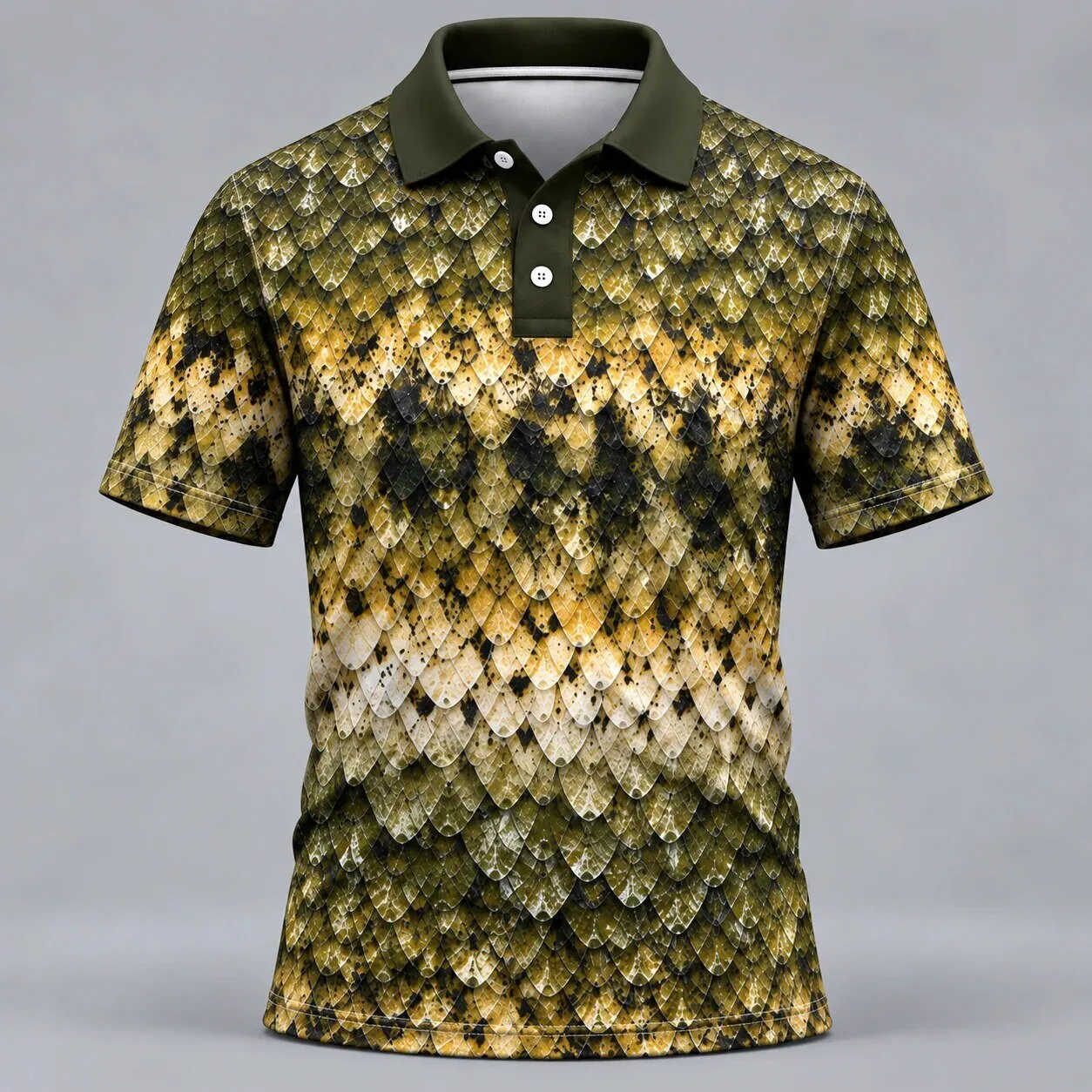 Bass Fish Scale Camouflage Fishing Polo Shirt for Men and Women