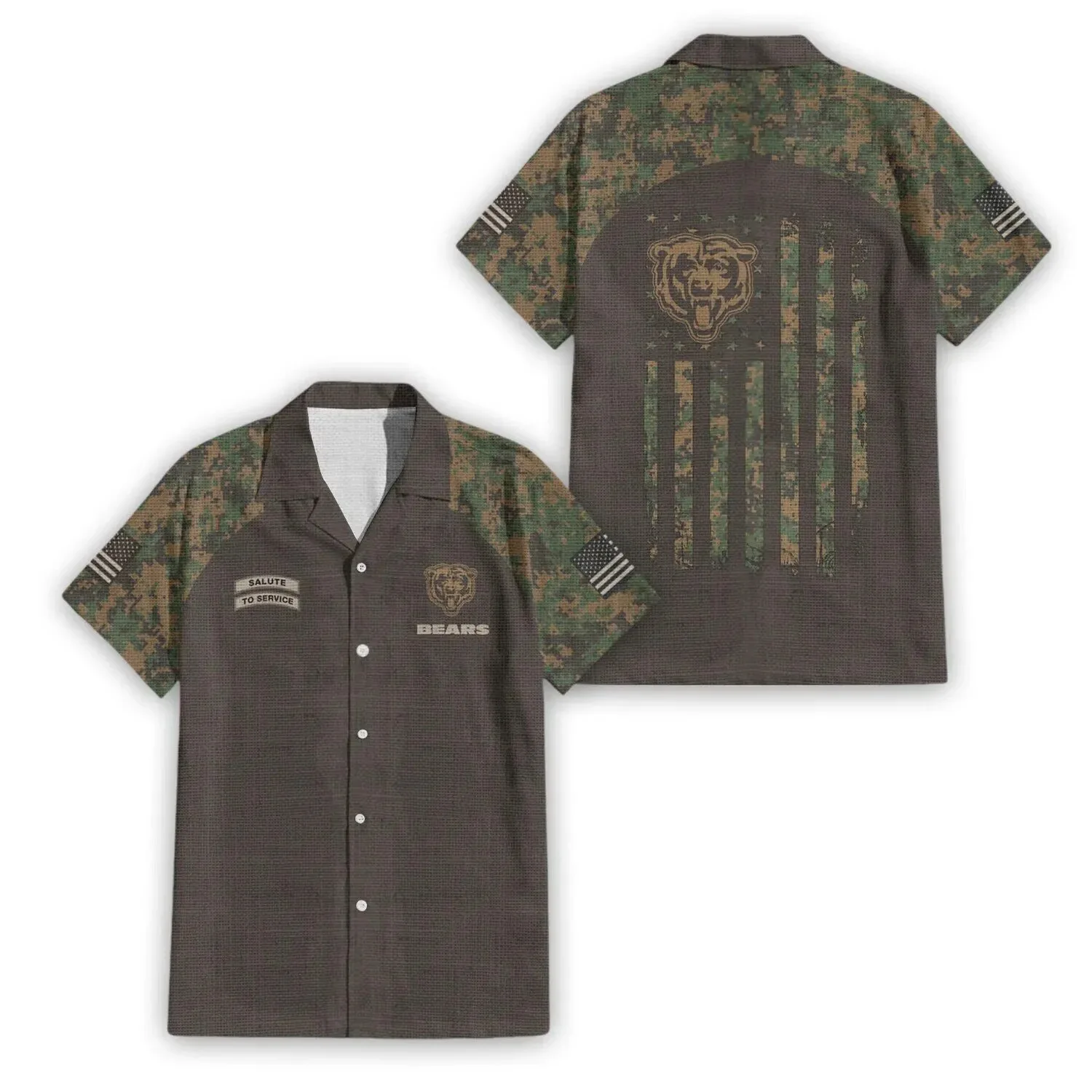 Chicago Bears Salute To Service Camouflage Hawaiian Shirt