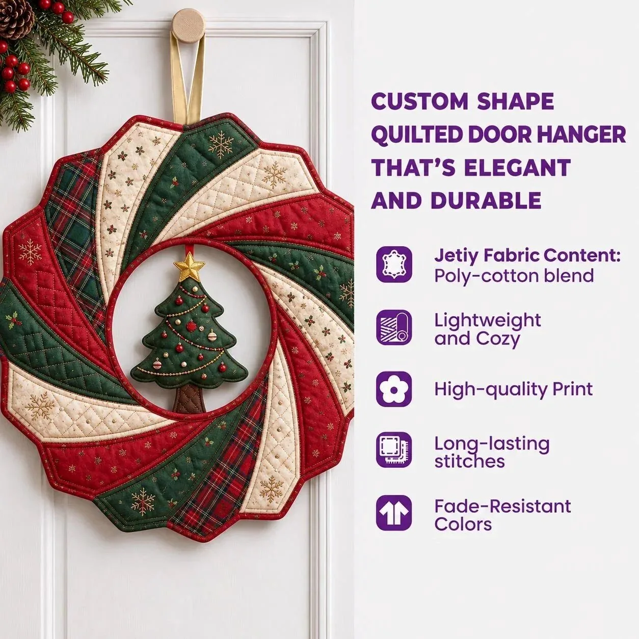 Highland Cow Christmas Farmhouse Custom Shape Quilted Door Hanger Merry Christmas 6 Highland Cow Christmas Farmhouse Custom Shape Quilted Door Hanger Merry Christmas