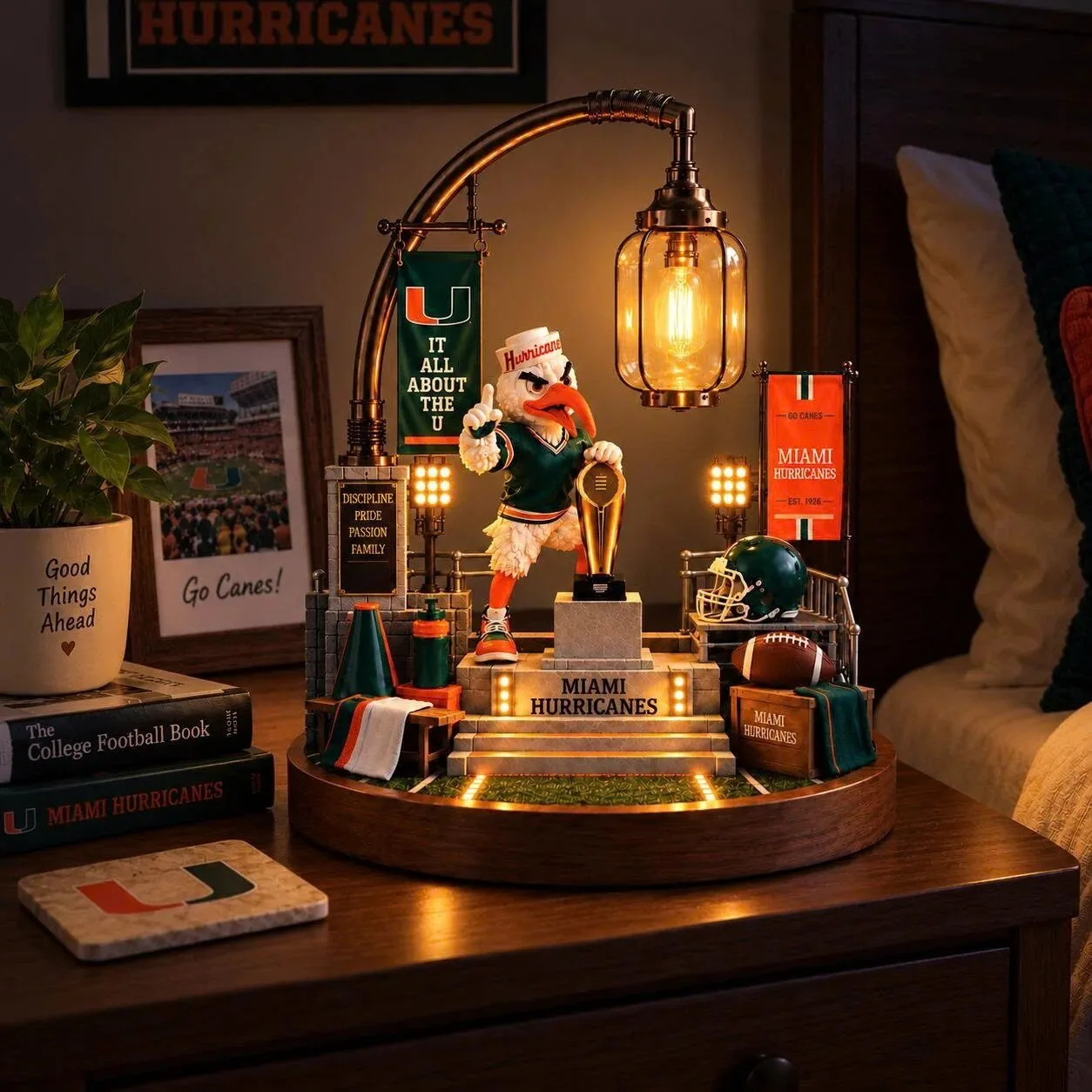 Miami Hurricanes Football Team Mascot College Desk Lamp