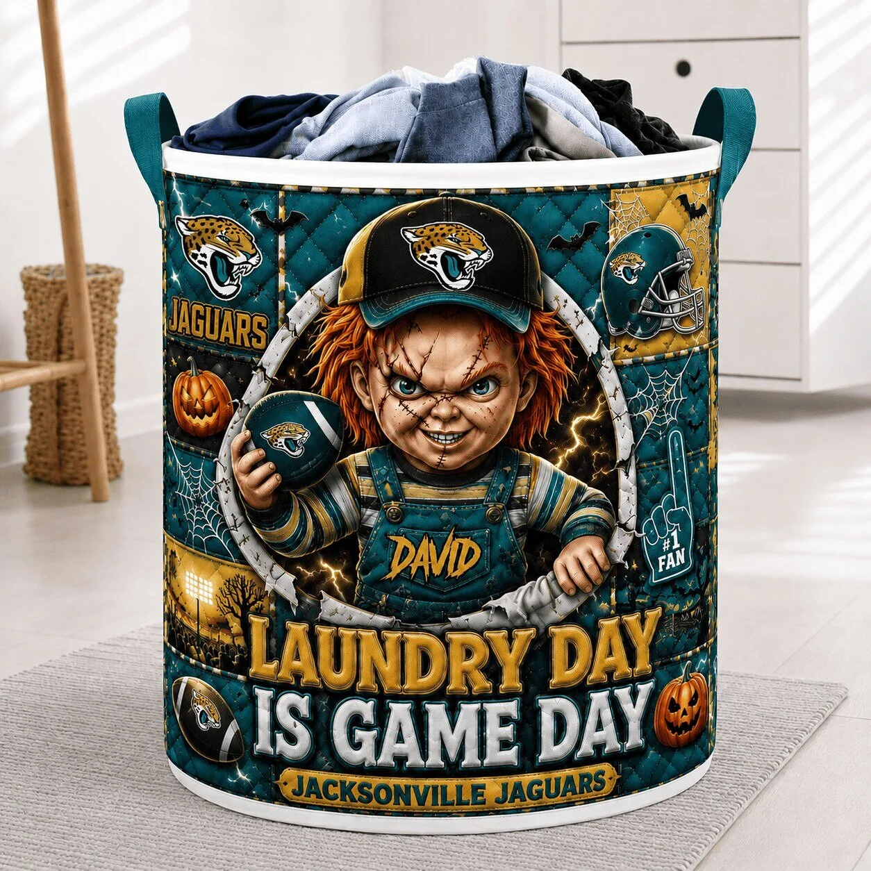 Jacksonville Jaguars Chucky Halloween Laundry Day Is Game Day Laundry Basket