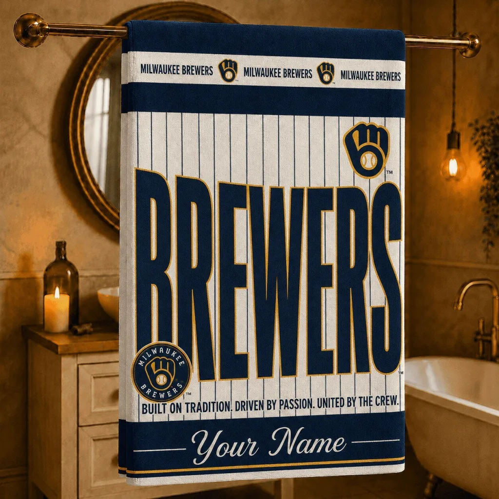 Milwaukee Brewers Baseball Team Personalized Fan Bath Towel Milwaukee Brewers Baseball Team Personalized Fan Bath Towel