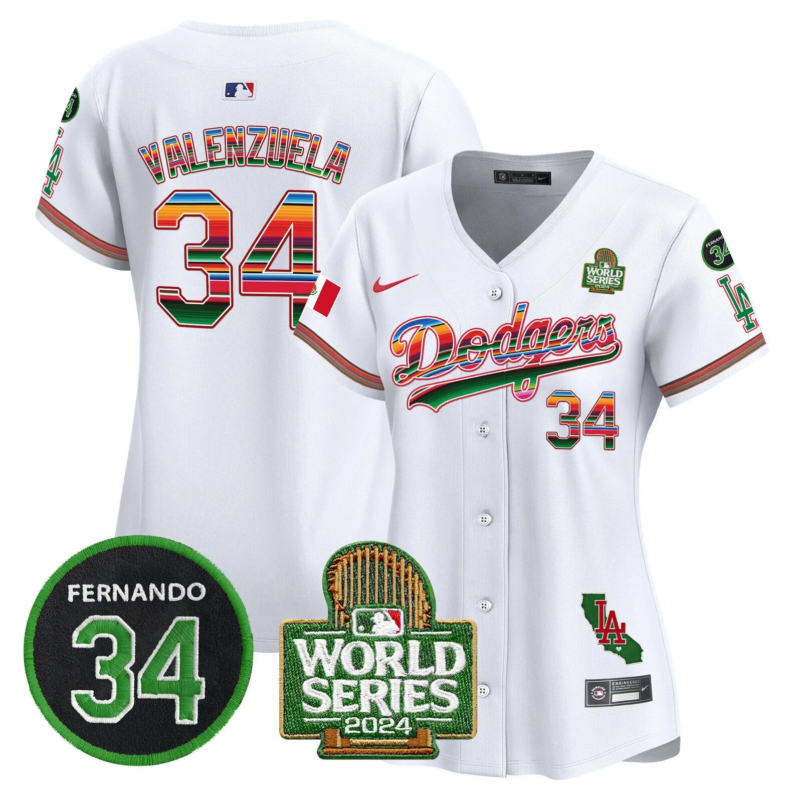 Los Angeles Dodgers Fernando Valenzuela 2024 World Series Baseball Jersey