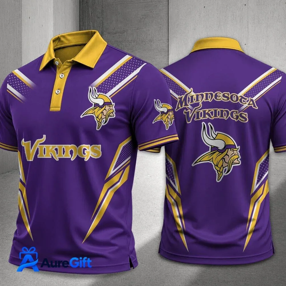 Minnesota Vikings NFL Football Team Purple and Gold Polo Shirt