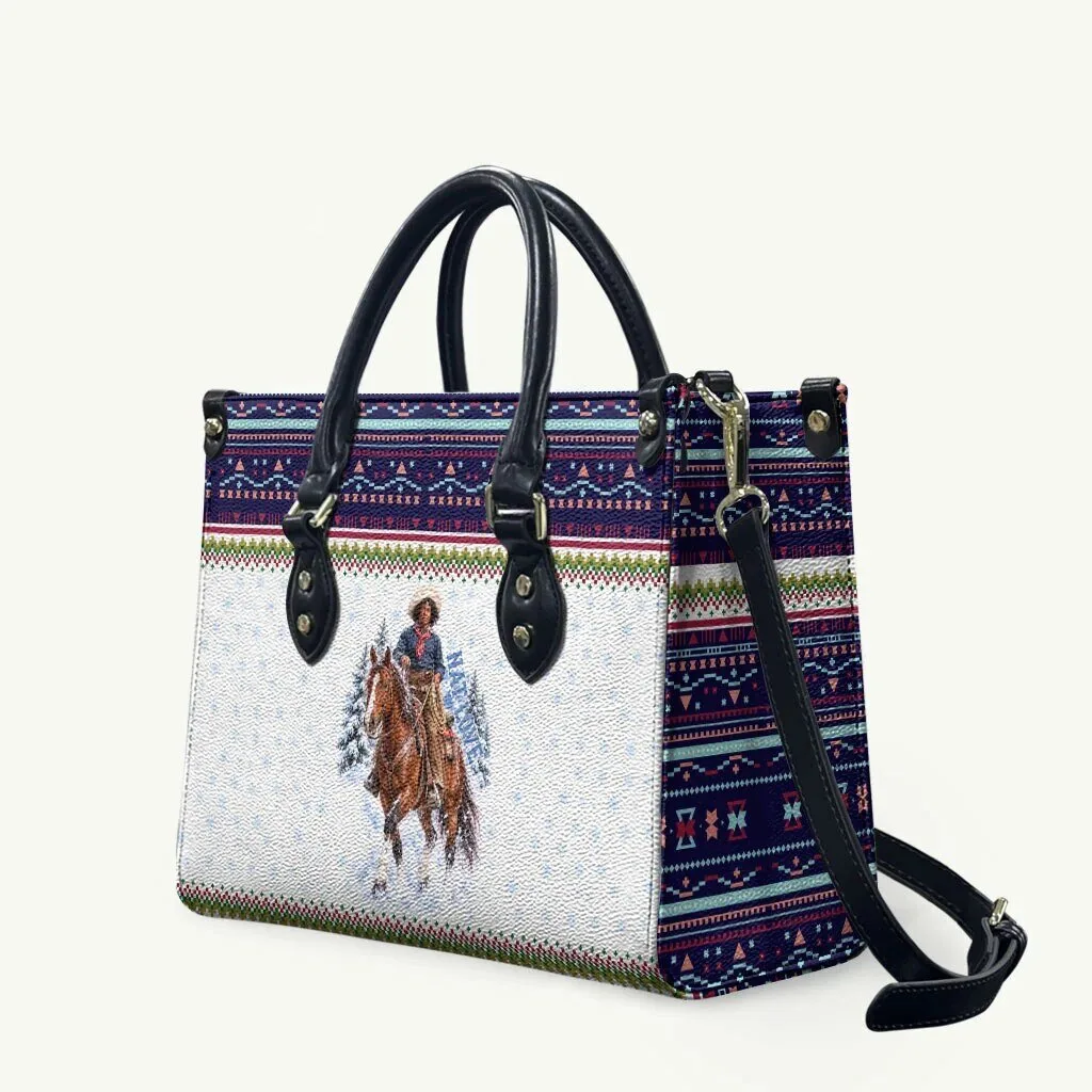Nat Love African American Cowboy Winter Snow Fair Isle Pattern Leather Bag