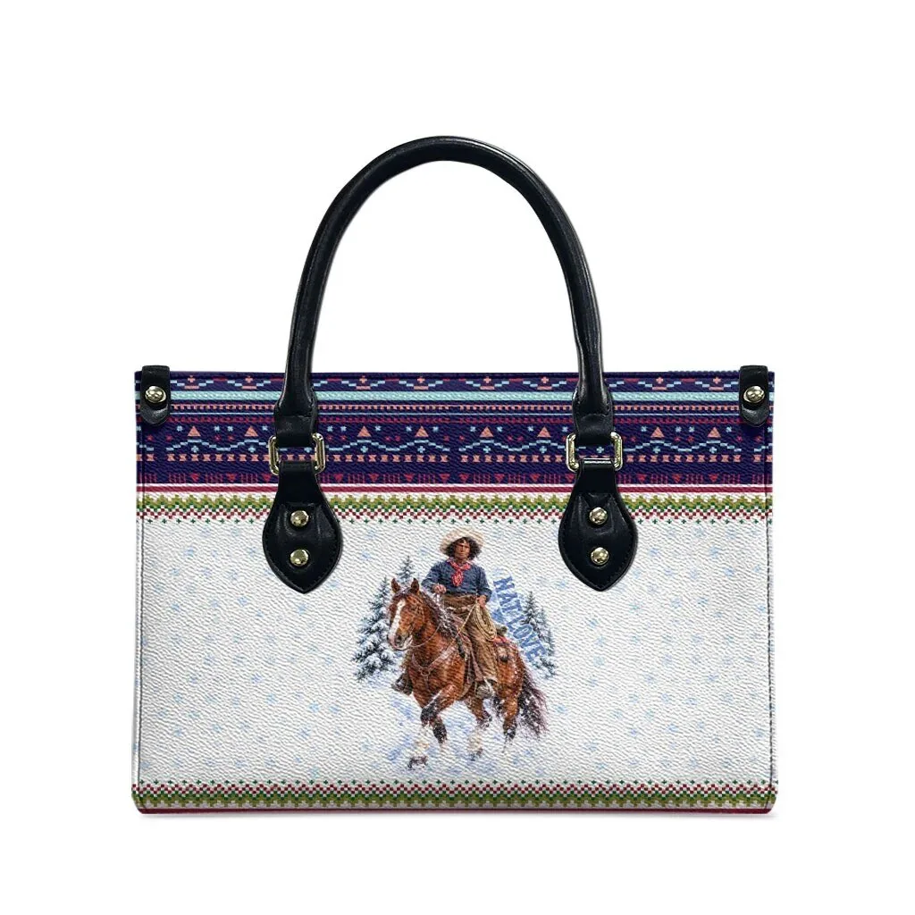 Nat Love African American Cowboy Winter Snow Fair Isle Pattern Leather Bag 7 Nat Love African American Cowboy Winter Snow Fair Isle Pattern Leather Bag