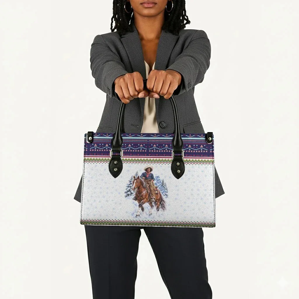 Nat Love African American Cowboy Winter Snow Fair Isle Pattern Leather Bag 9 Nat Love African American Cowboy Winter Snow Fair Isle Pattern Leather Bag