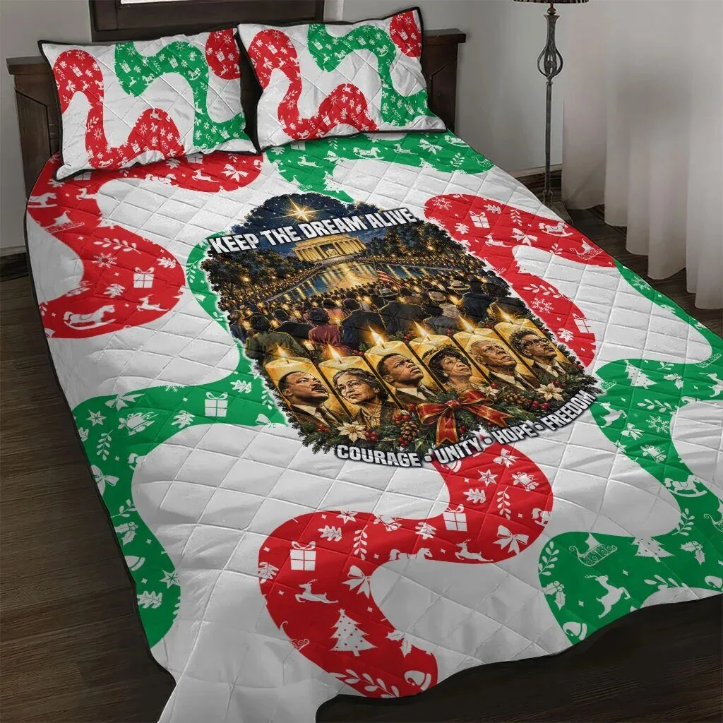 Civil Rights Leaders Christmas Holiday Quilt Bedding Set with Pillow Shams