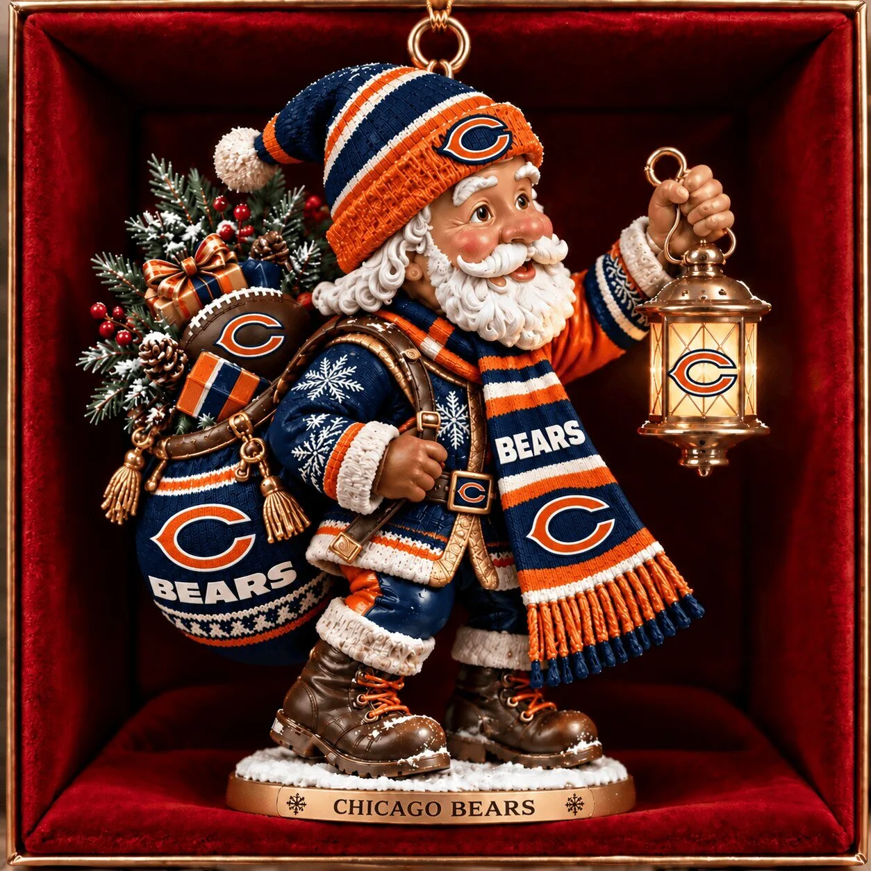 Chicago Bears Santa Claus Christmas Tree Ornament Festive Holiday Decor