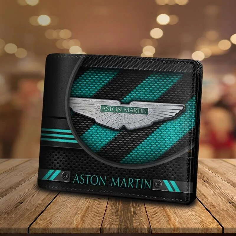 Aston Martin Logo Racing Stripe Bi-Fold Leather Wallet 9 Aston Martin Logo Racing Stripe Bi-Fold Leather Wallet