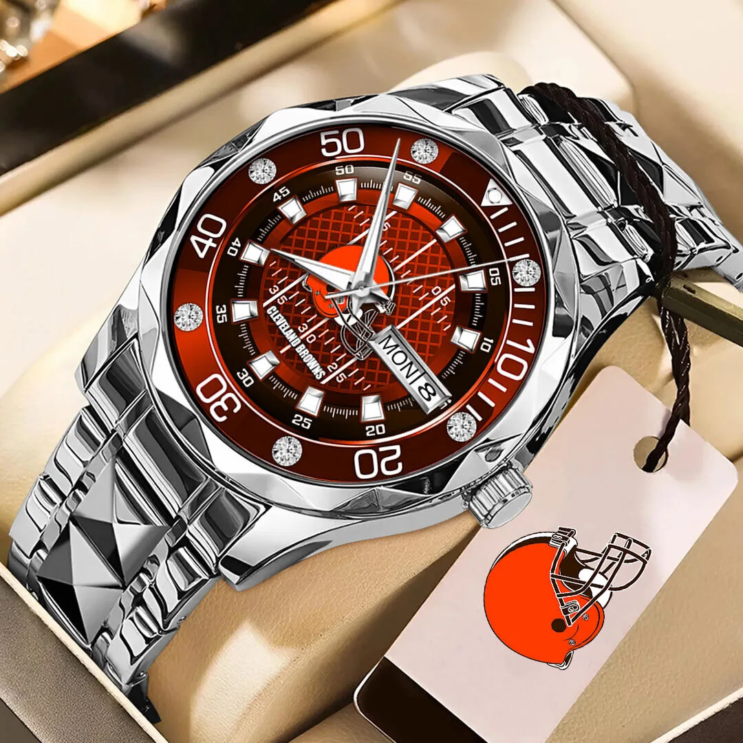Cleveland Browns Football Team Logo Stainless Steel Quartz Watch 1 Cleveland Browns Football Team Logo Stainless Steel Quartz Watch