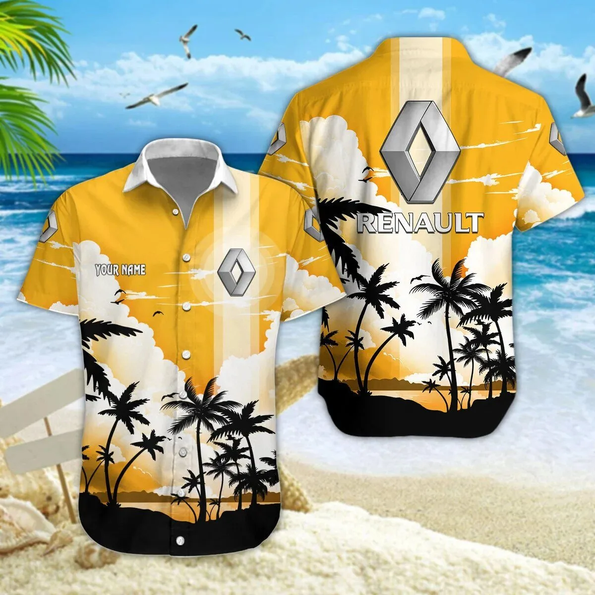 Renault Custom Name Summer Beach Palm Trees Hawaiian Shirt