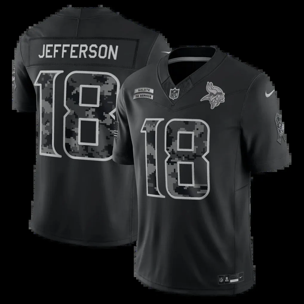 Justin Jefferson Minnesota Vikings Black Salute To Service Football Jersey