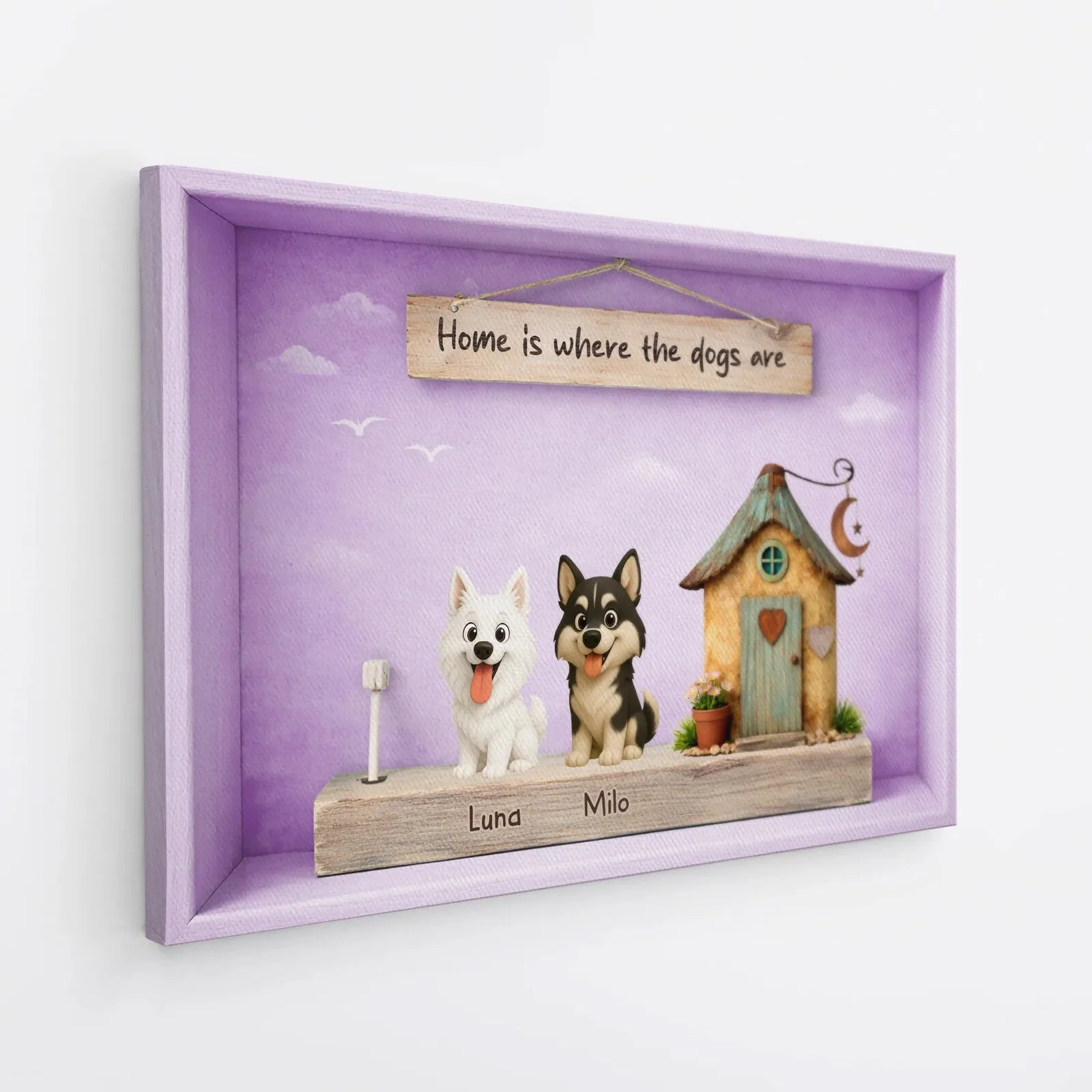 Personalized Dog Lover Shadow Box Wall Art with Custom Pet Names 5 Personalized Dog Lover Shadow Box Wall Art with Custom Pet Names