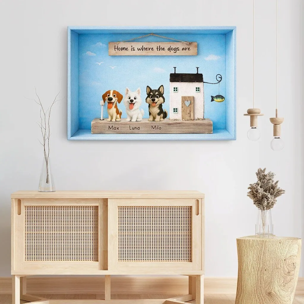 Personalized Dog Lover Shadow Box Wall Art with Custom Pet Names 6 Personalized Dog Lover Shadow Box Wall Art with Custom Pet Names
