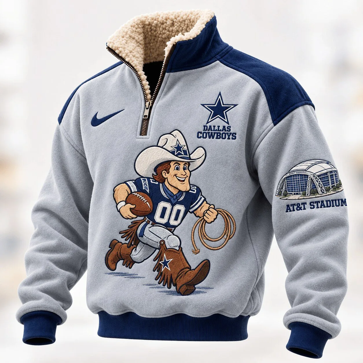 Dallas Cowboys Quarter-Zip Sherpa Pullover Sweatshirt