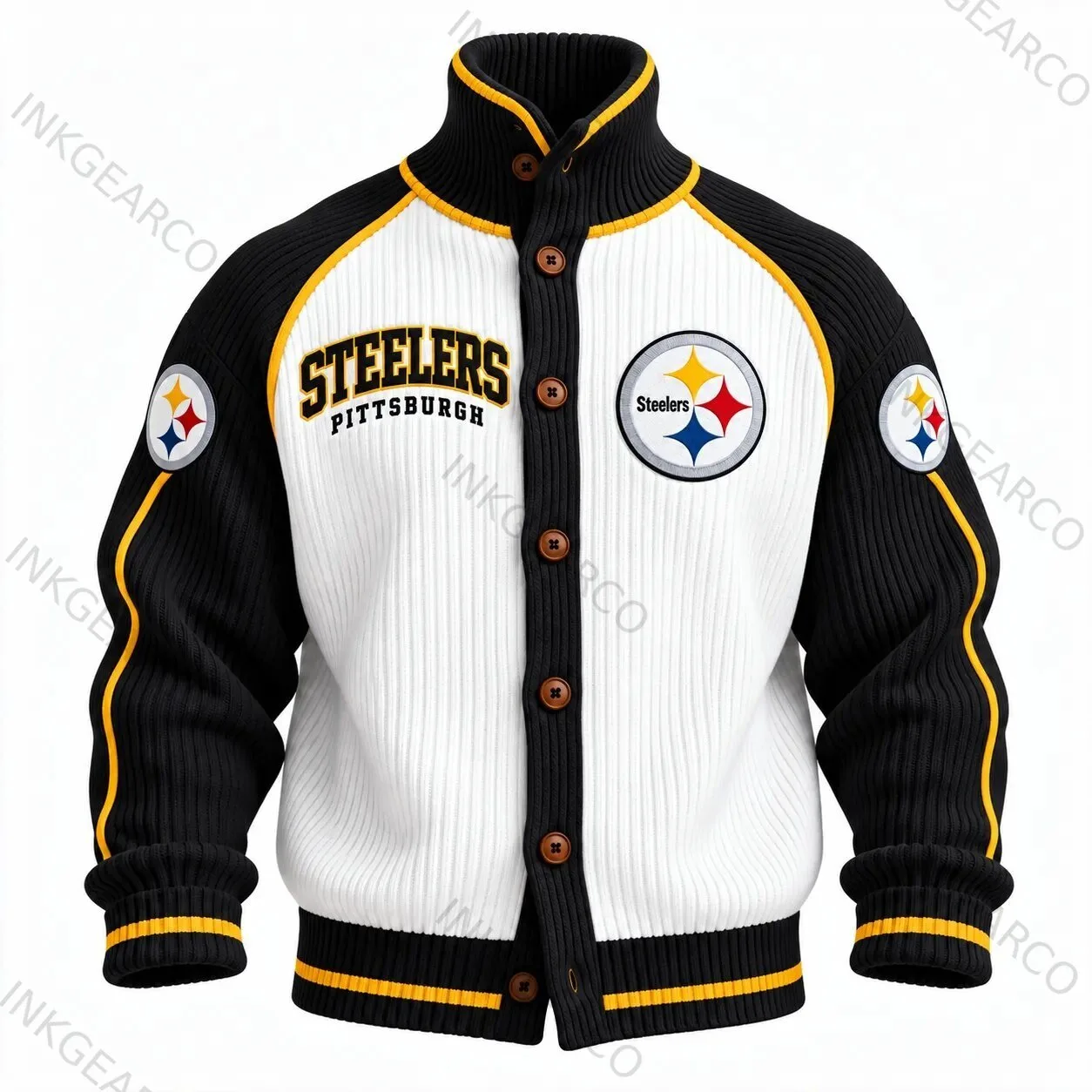 Pittsburgh Steelers NFL Football Team Logo Knit Cardigan Jacket
