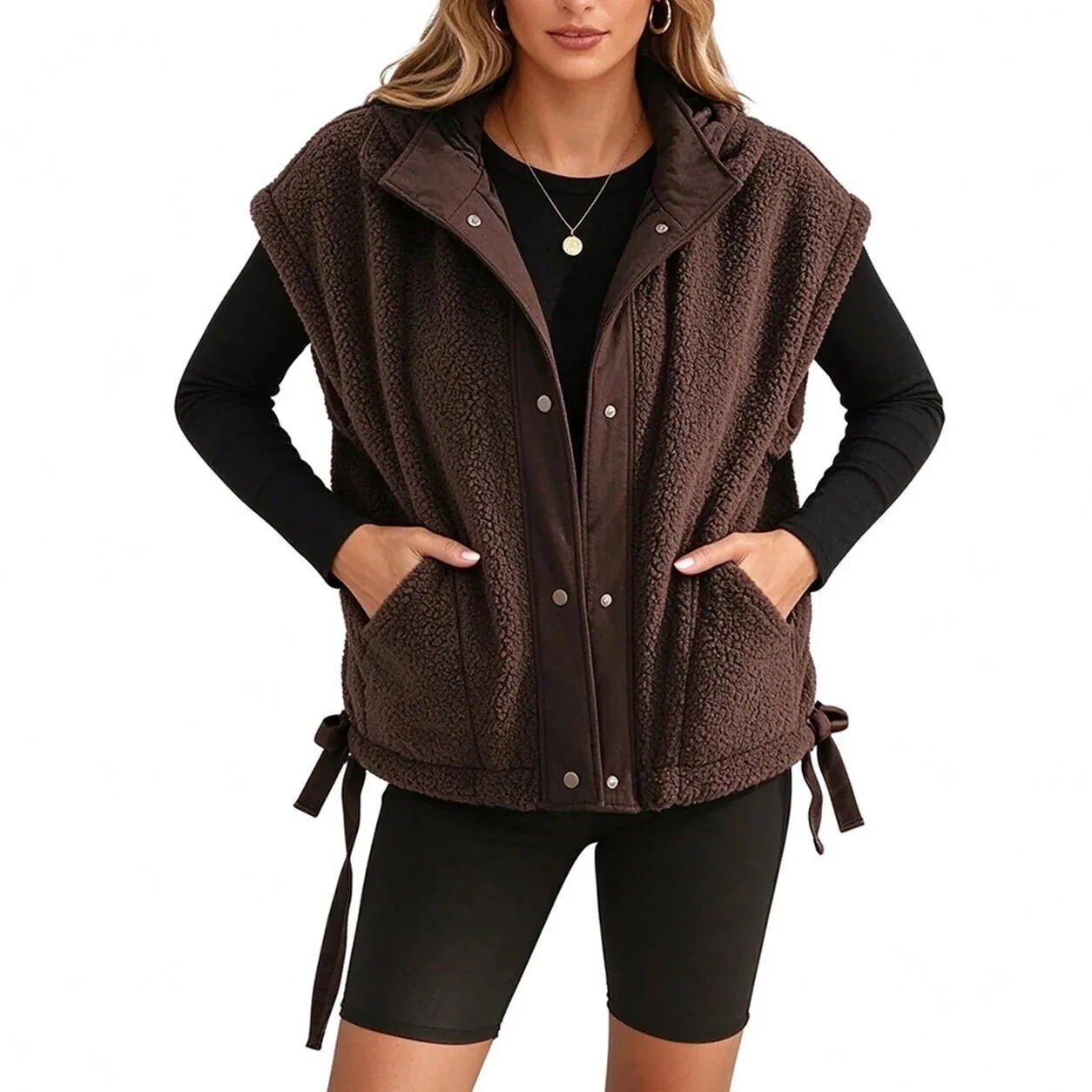 Women's Leopard Print Sherpa Fleece Vest with Pockets for Fall and Winter 23 women s leopard print sherpa fleece vest with pockets for fall and winter gallery 10