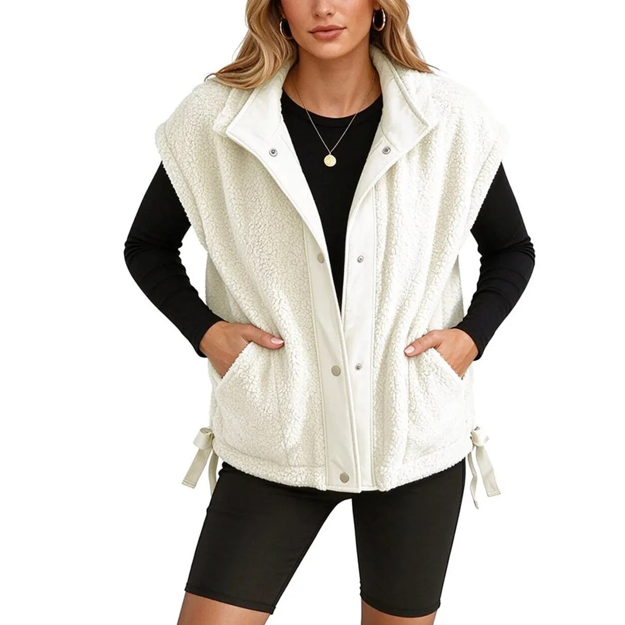 Women's Leopard Print Sherpa Fleece Vest with Pockets for Fall and Winter 24 women s leopard print sherpa fleece vest with pockets for fall and winter gallery 11