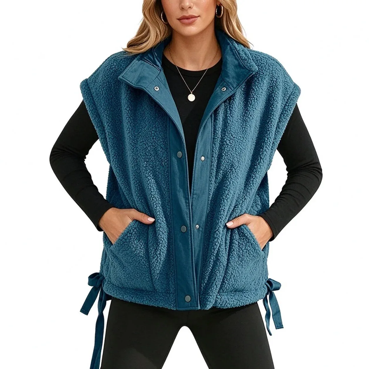 Women's Leopard Print Sherpa Fleece Vest with Pockets for Fall and Winter 25 women s leopard print sherpa fleece vest with pockets for fall and winter gallery 12