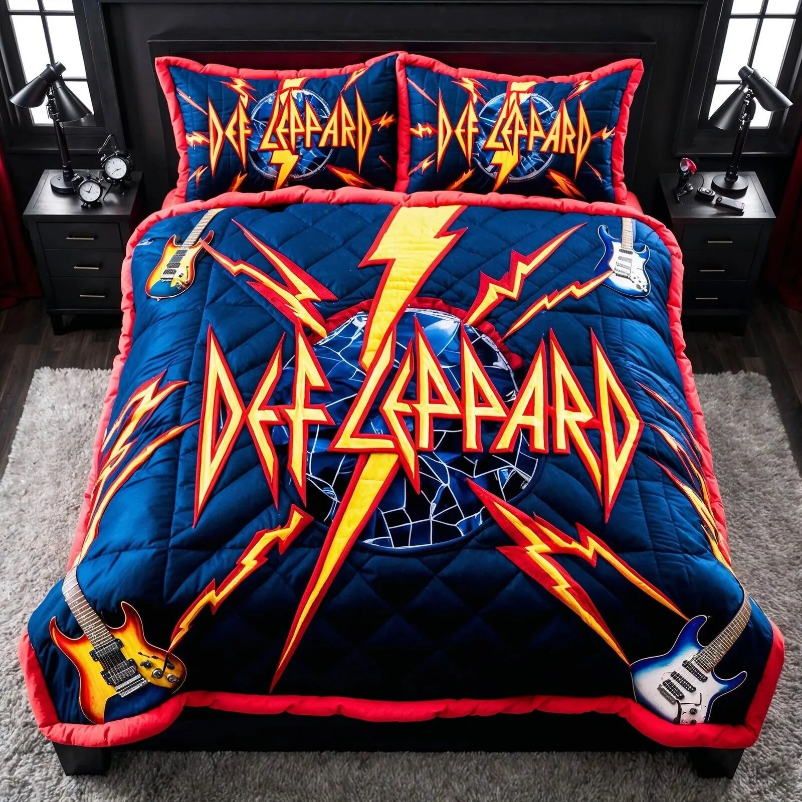 Def Leppard Rock Band Logo Quilted Bedding Set