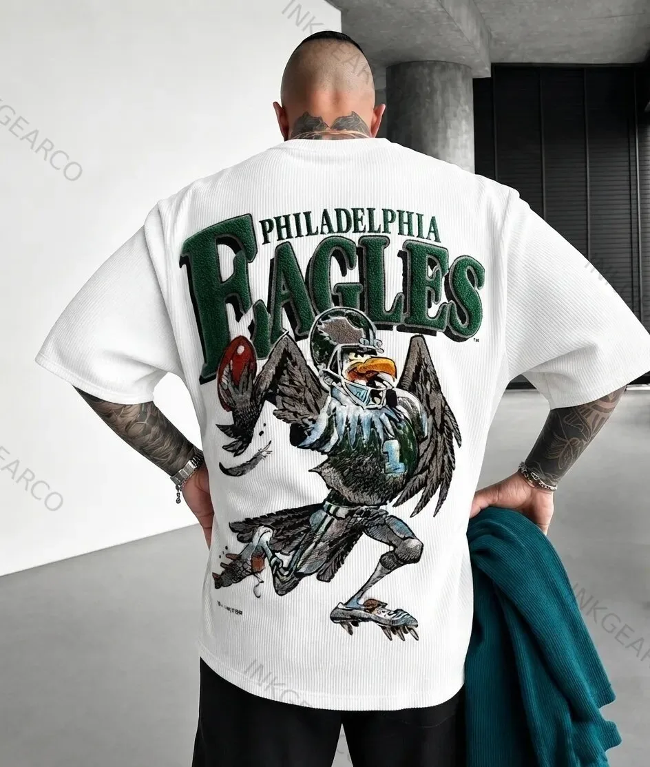 Philadelphia Eagles Football Team Mascot Graphic Print Oversized T-Shirt 1 Philadelphia Eagles Football Team Mascot Graphic Print Oversized T-Shirt