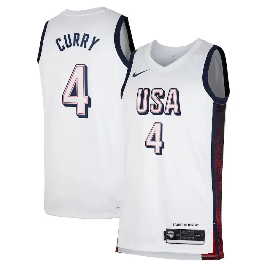 Stephen Curry USA Basketball Olympics Paris 2024 White Jersey 1 Stephen Curry USA Basketball Olympics Paris 2024 White Jersey