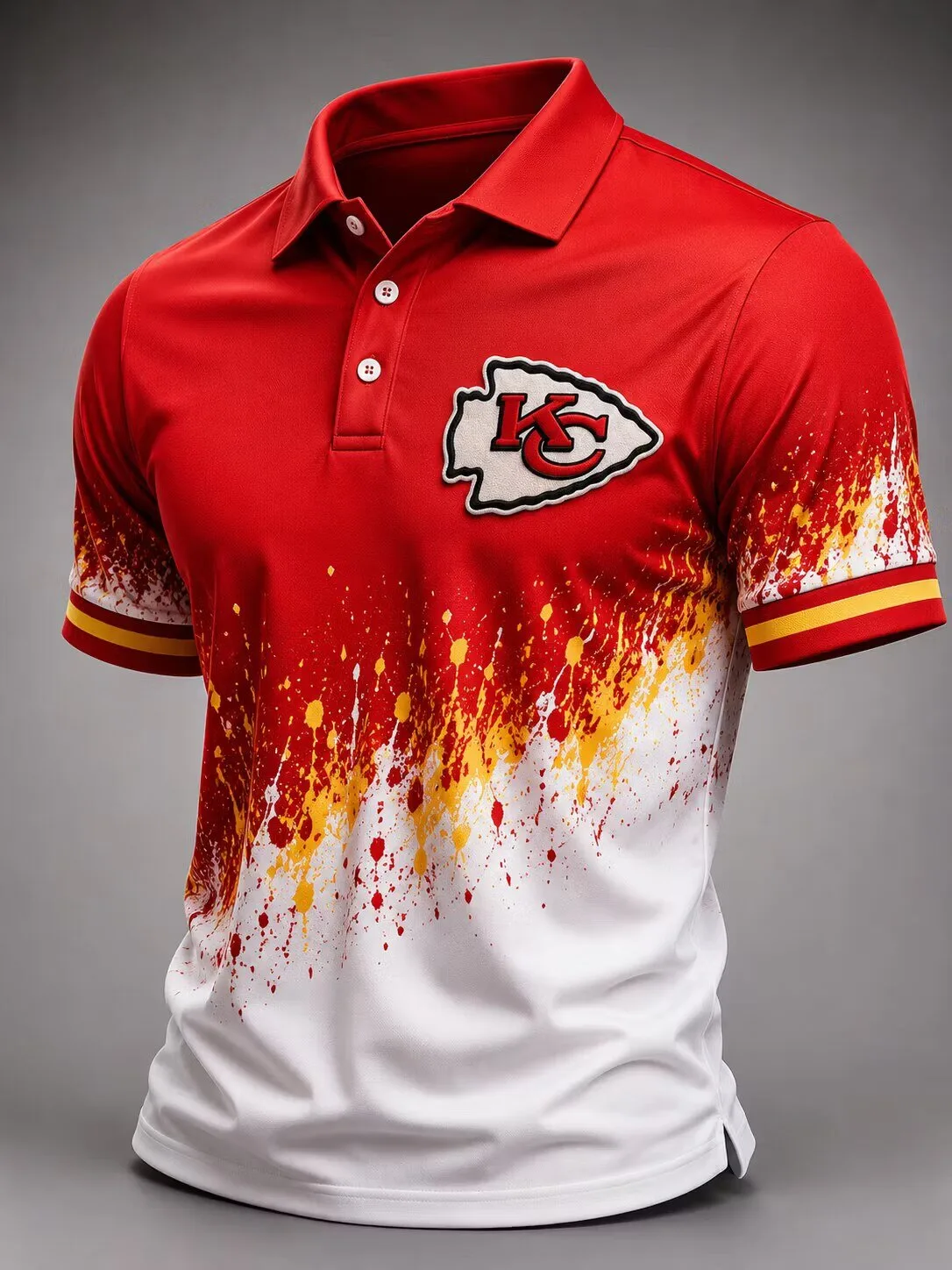 Kansas City Chiefs Splatter Paint Red And White Polo Shirt 1 Kansas City Chiefs Splatter Paint Red And White Polo Shirt