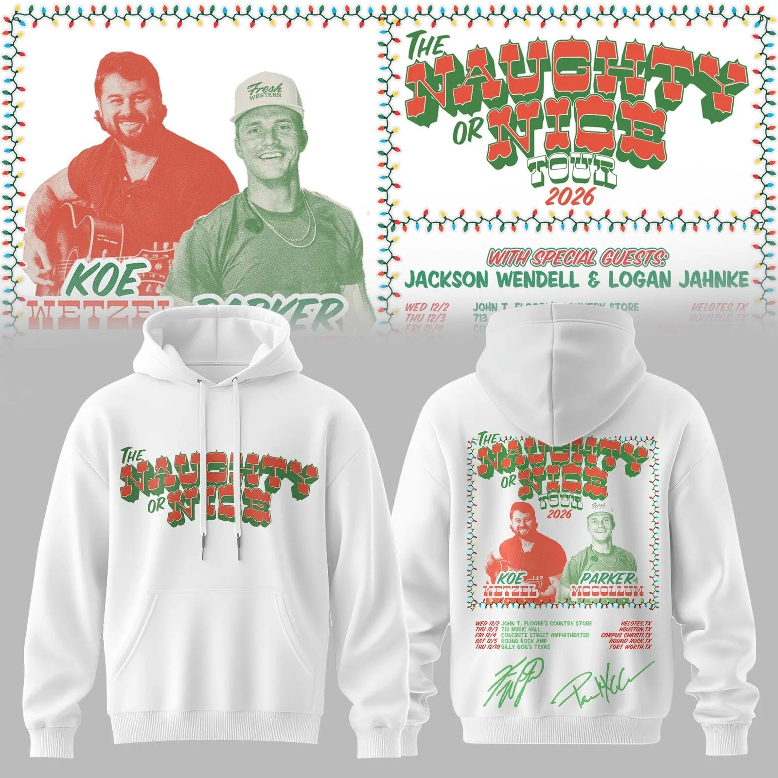 Koe Wetzel Naughty or Nice Tour 2026 Concert Hoodie