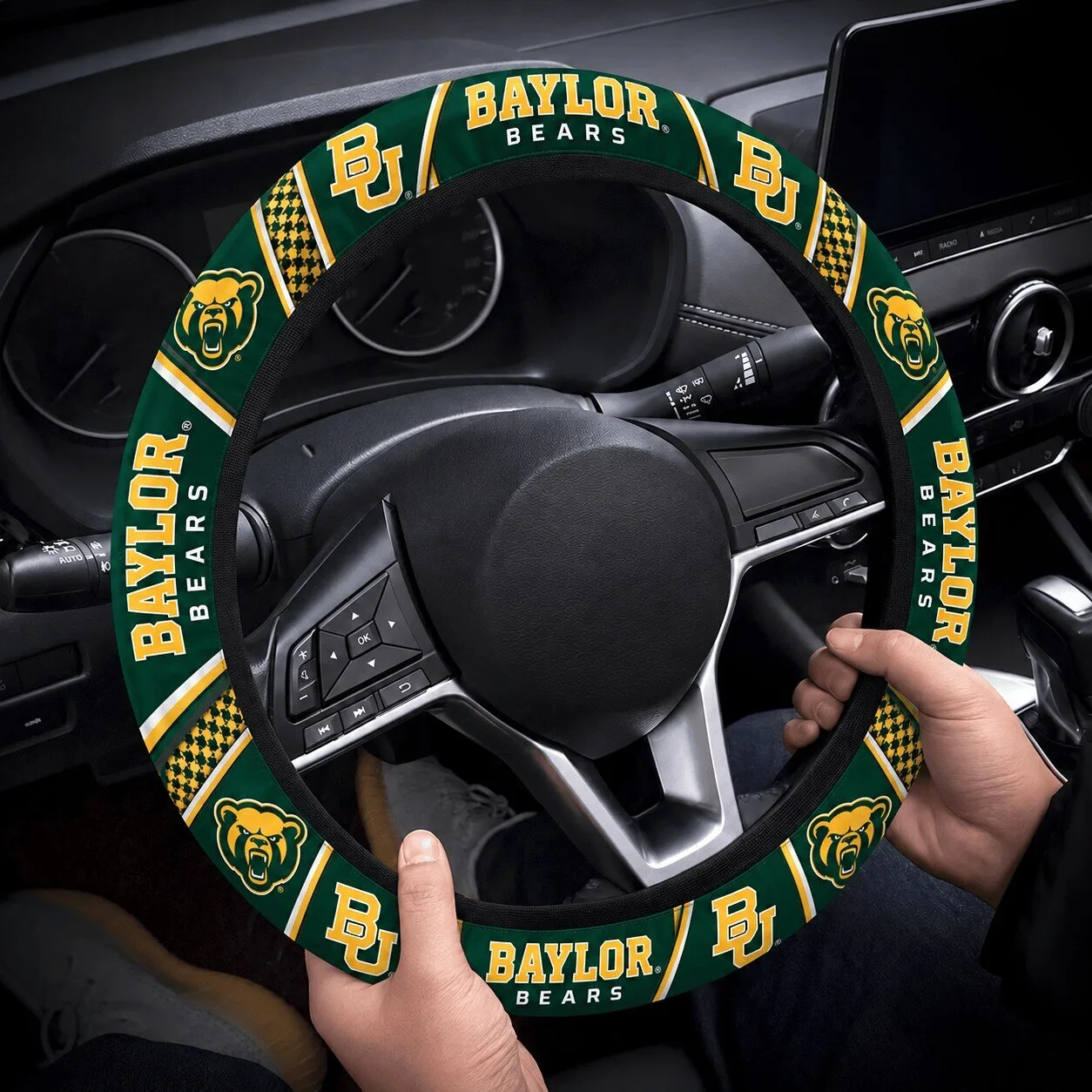 Baylor Bears University Logo Car Steering Wheel Cover