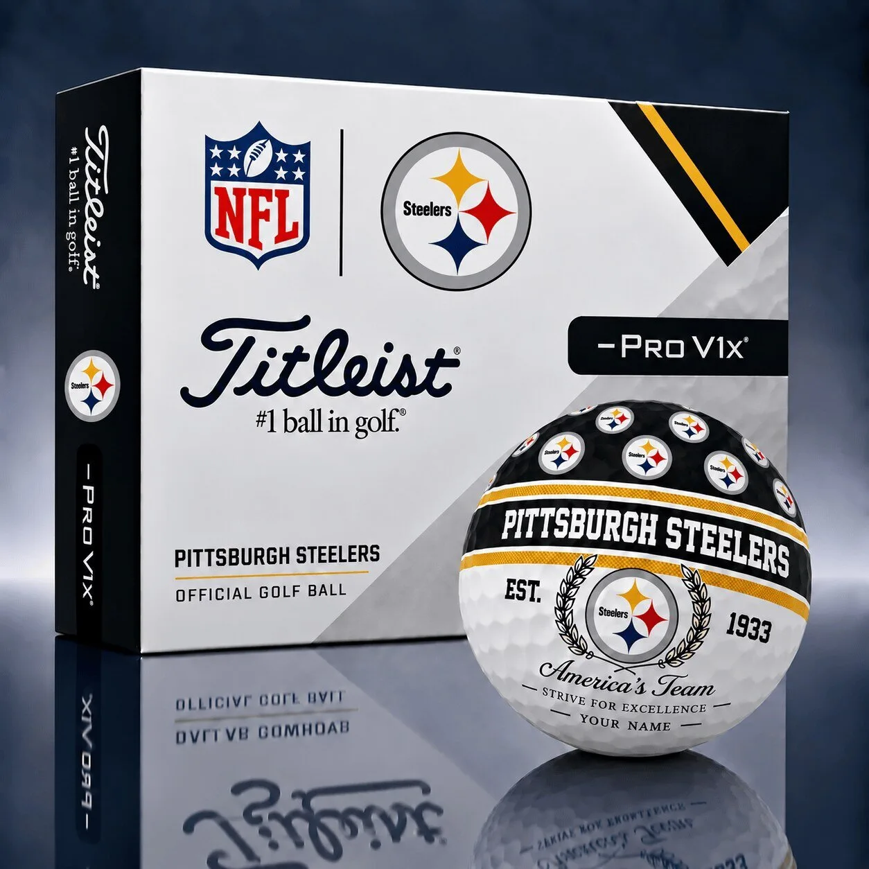Pittsburgh Steelers Official NFL Titleist Pro V1X Golf Ball