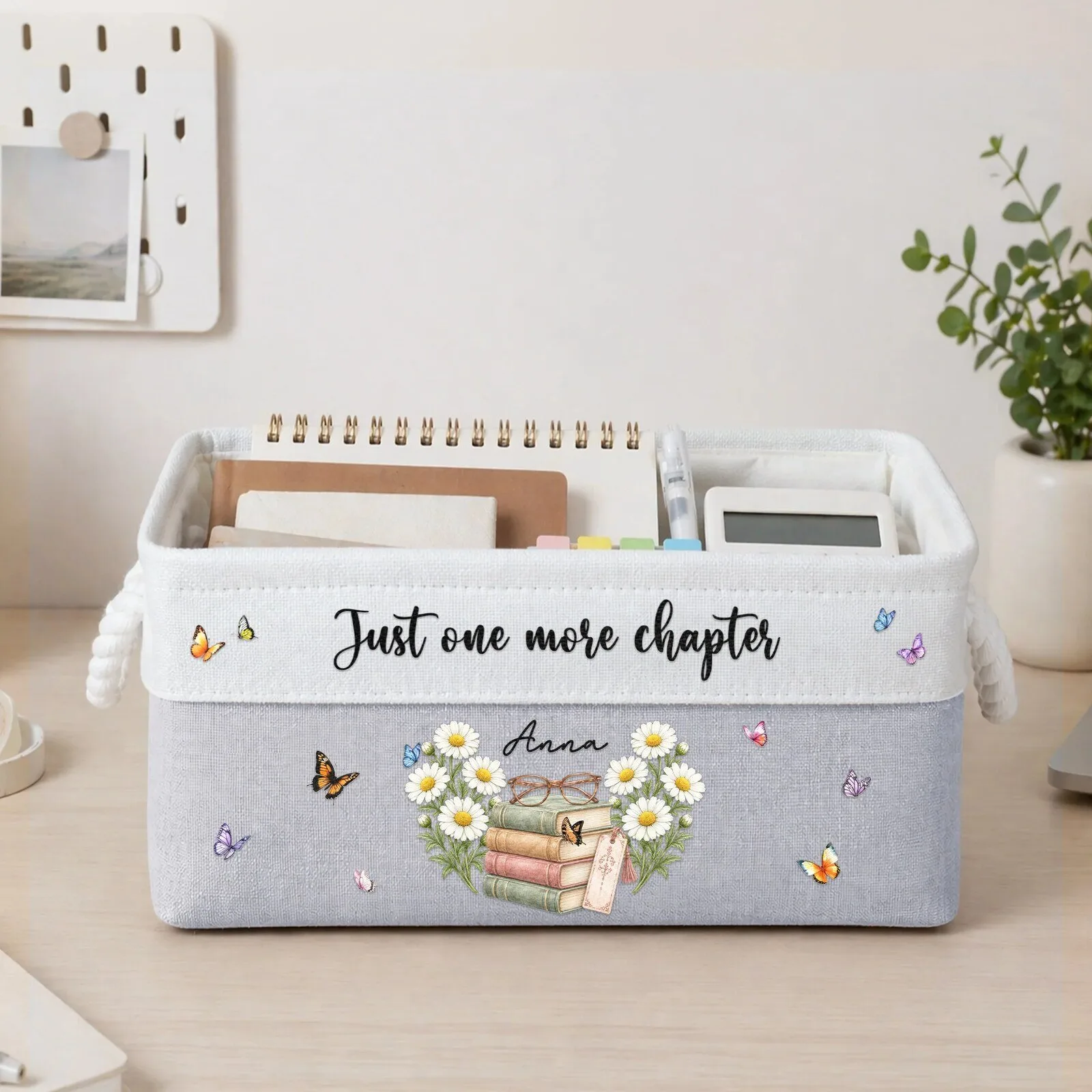 Personalized Just A Girl Who Loves Books Storage Basket with Custom Name and Birth Flower 12 Personalized Just A Girl Who Loves Books Storage Basket with Custom Name and Birth Flower