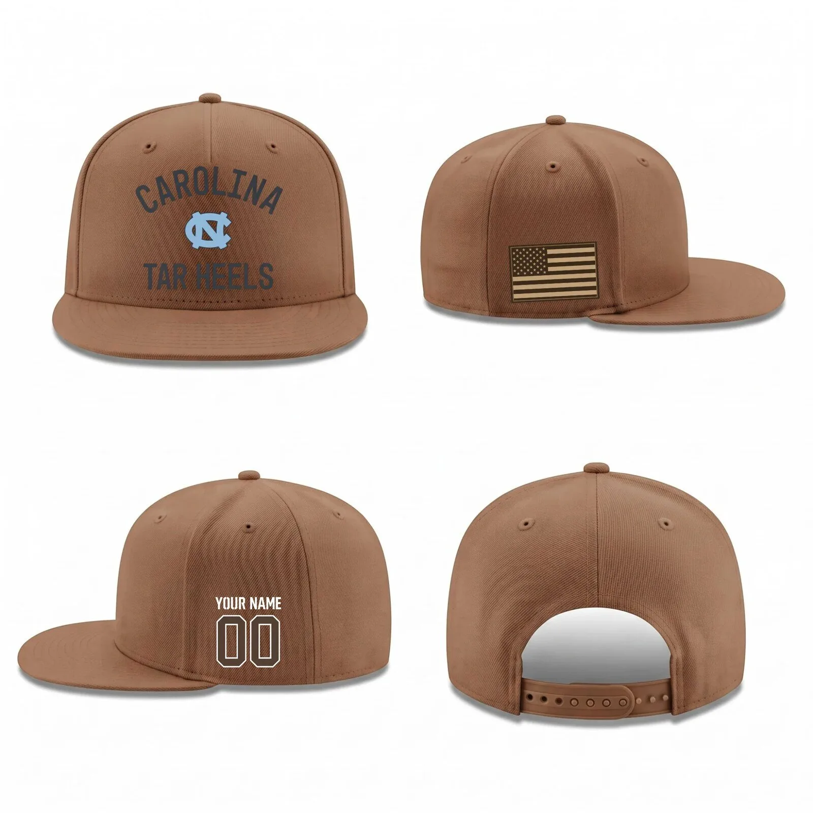 North Carolina Tar Heels Personalized Snapback Cap Hat with Custom Name and Number