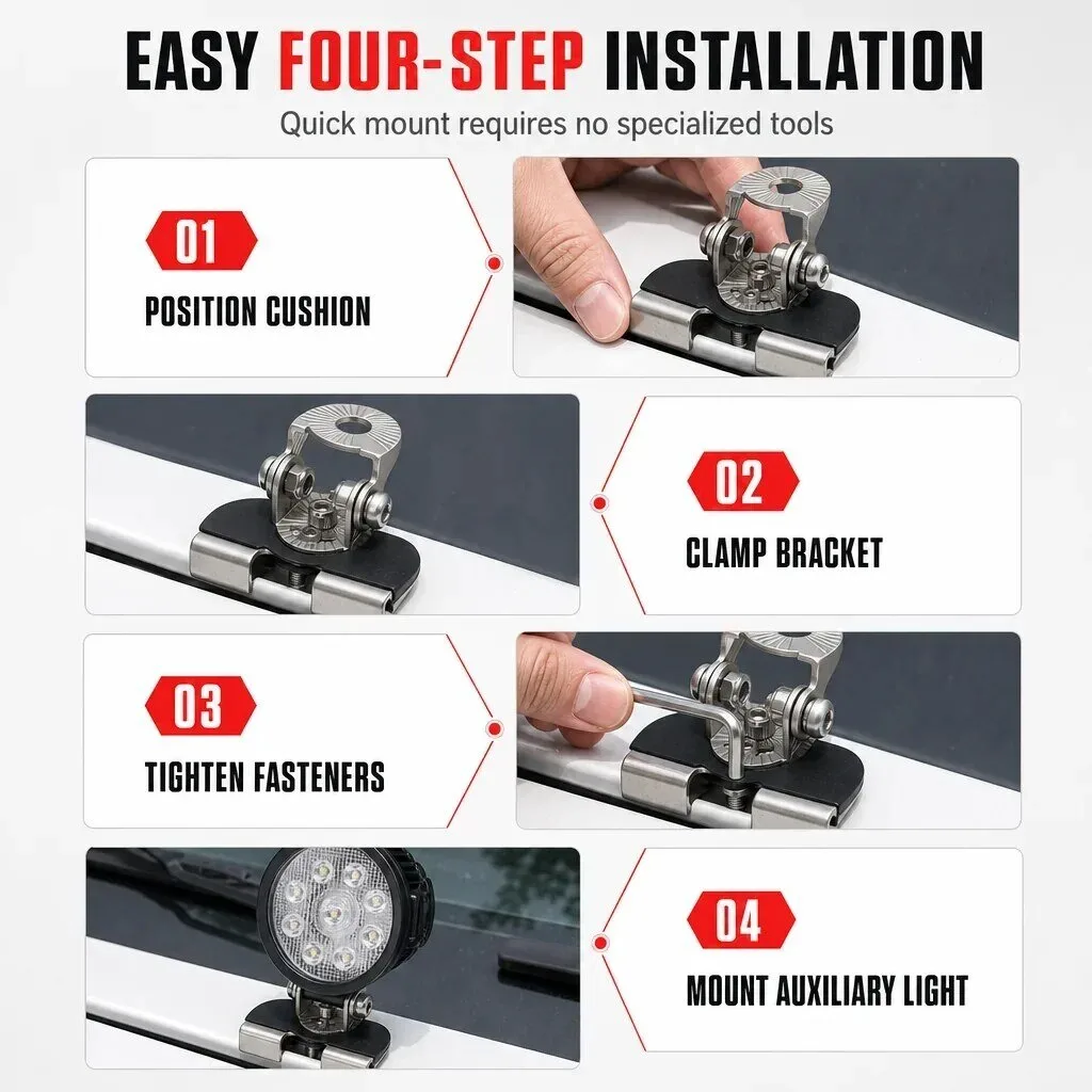 Damage-Free Hood Light Brackets for Car Engine Work Lights Modification 20 Damage-Free Hood Light Brackets for Car Engine Work Lights Modification