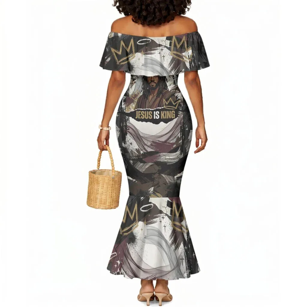 Jesus Is King Lion Of Judah Religious Faith Crown Grunge Mermaid Dress 3 Jesus Is King Lion Of Judah Religious Faith Crown Grunge Mermaid Dress