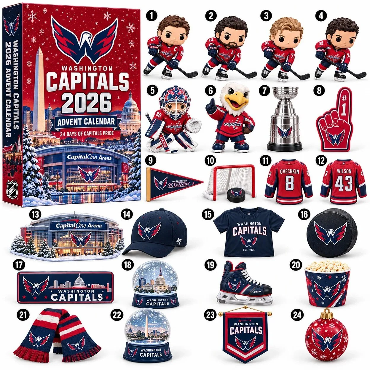 Washington Capitals 2026 NHL Hockey Team 24-Day Game Day Surprise Countdown Advent Calendar 1 Washington Capitals 2026 NHL Hockey Team 24-Day Game Day Surprise Countdown Advent Calendar