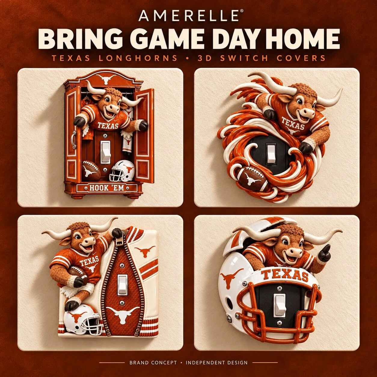 Texas Longhorns Football Team 3D Light Switch Cover Plate Set 1 Texas Longhorns Football Team 3D Light Switch Cover Plate Set