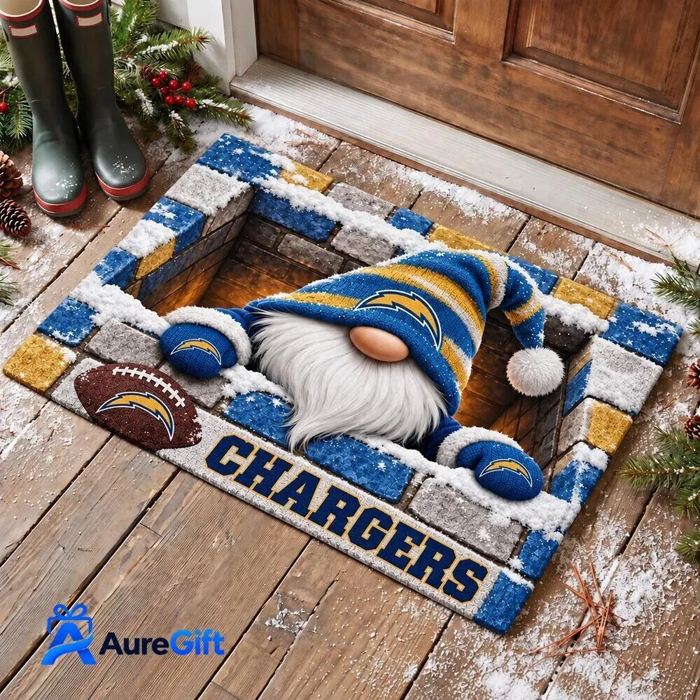 Los Angeles Chargers Football Team Gnome Winter Holiday Doormat