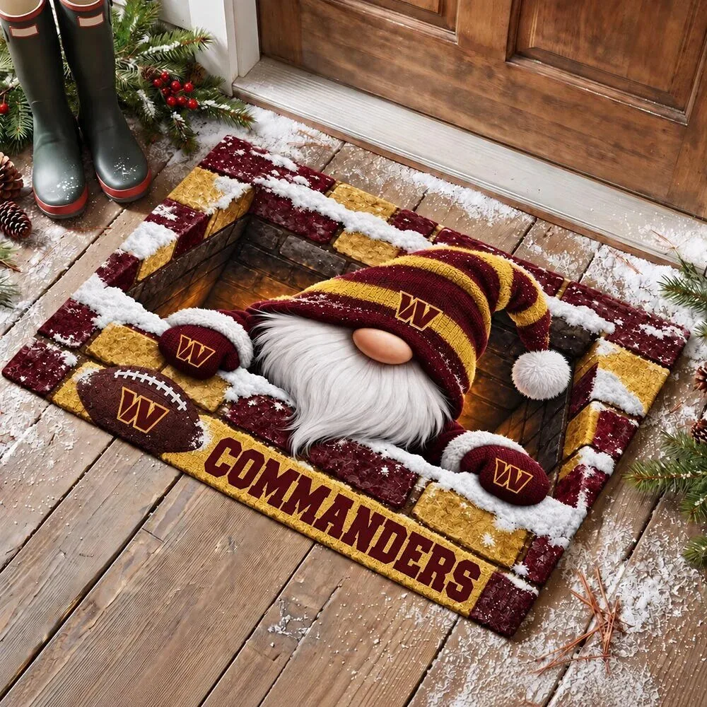 Washington Commanders Football Gnome Christmas Holiday Doormat