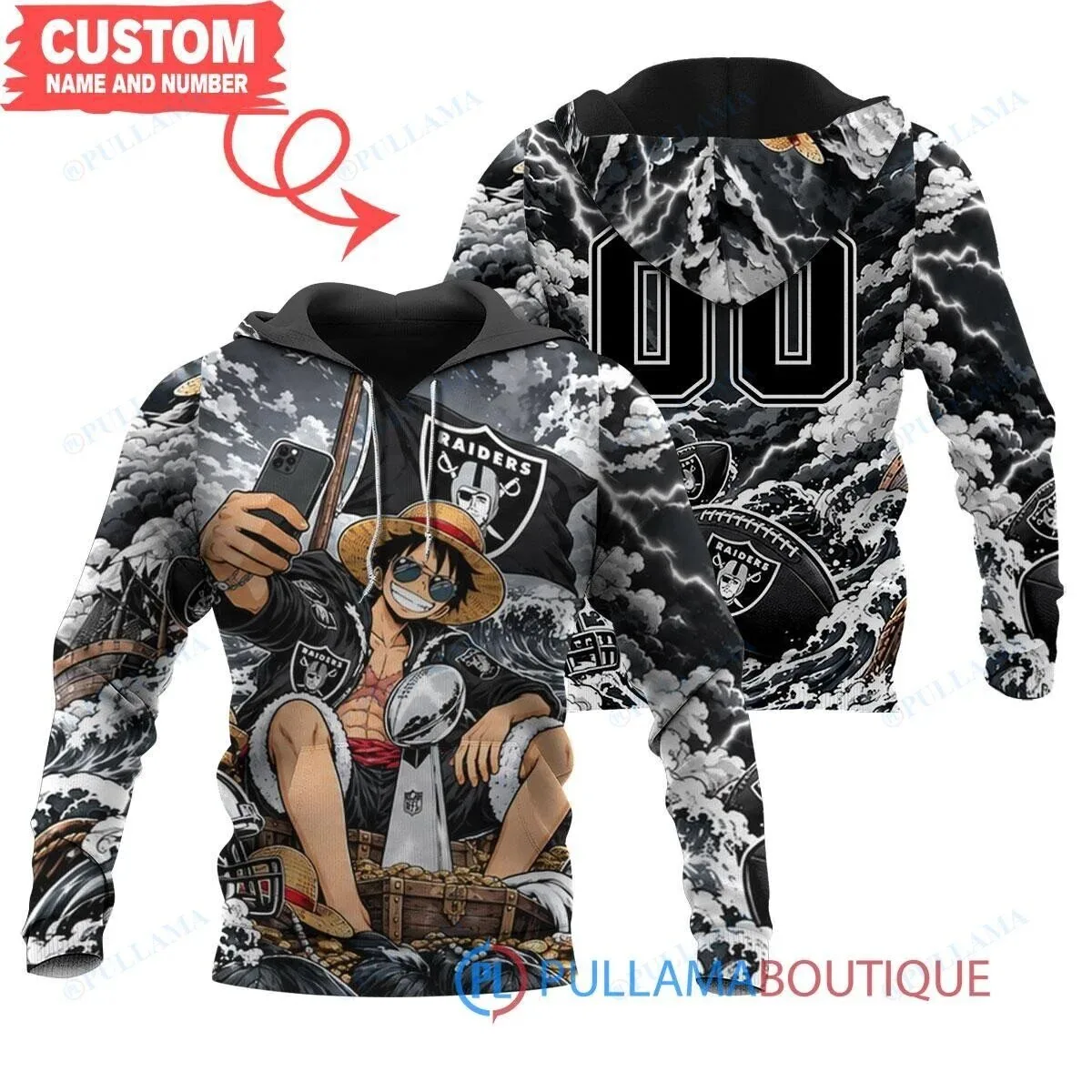 Las Vegas Raiders Monkey D. Luffy One Piece Super Bowl Hoodie