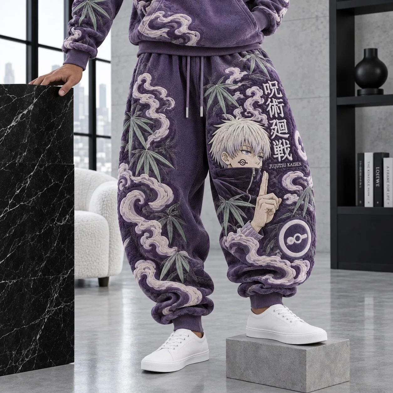 Jujutsu Kaisen Satoru Gojo Anime Purple Fleece Sweatpants
