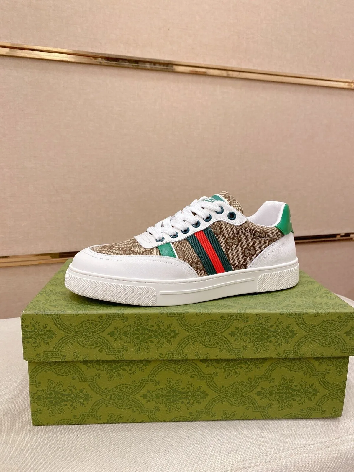Gucci Monogram Canvas White Leather Low Top Sneakers for Men and Women 5 Gucci Monogram Canvas White Leather Low Top Sneakers for Men and Women