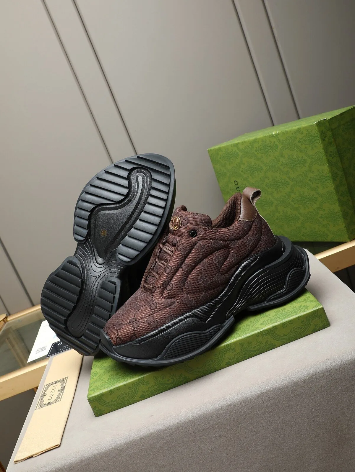 Gucci Brown Monogram GG Pattern Luxury Designer Sneakers Shoes 6 Gucci Brown Monogram GG Pattern Luxury Designer Sneakers Shoes